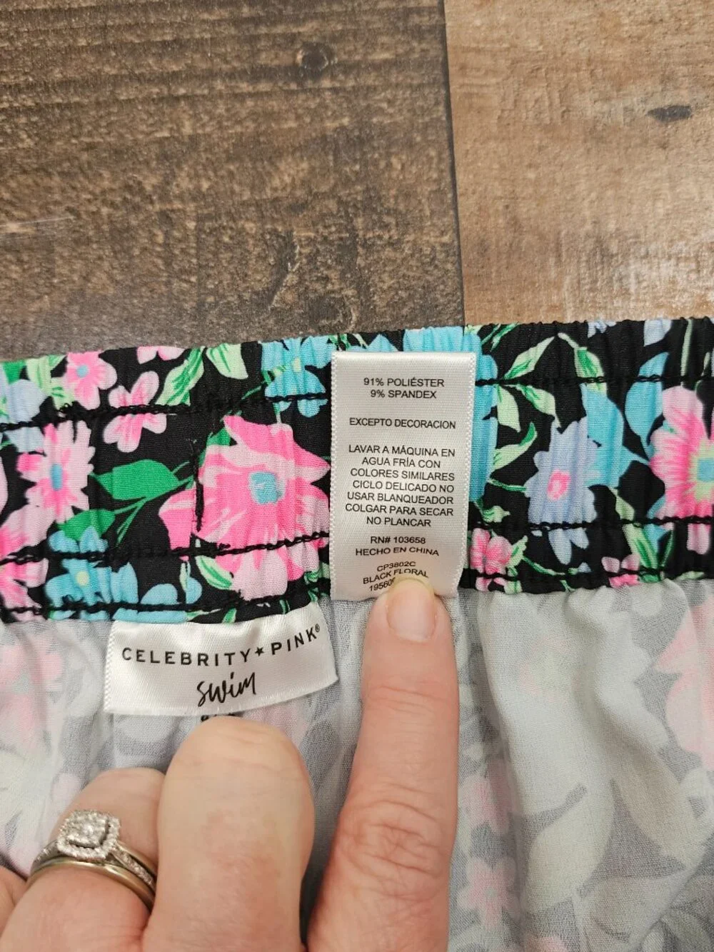 Celebrity Pink Swim Floral Board Shorts Size L 11-13 Black Pink Blue